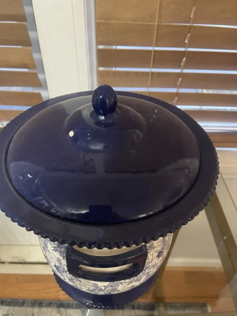 Nonni's Biscotti Blue White China Ceramic Cookie Jar HandPainted Canister